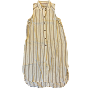 Anthropologie Cream and Tan Buttoned Sundress